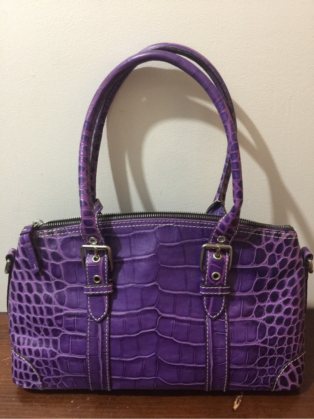 Dooney & Bourke Purple Croc-Embossed Shoulder Bag